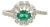 Vintage-Inspired Natural Emerald Diamond Sunburst Halo Ring in 18k Gold Size 5.5 For Sale