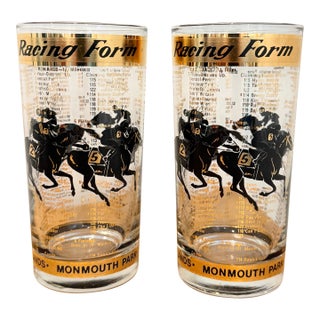 Vintage 1960s Horse Racing Highball Glasses - a Pair For Sale