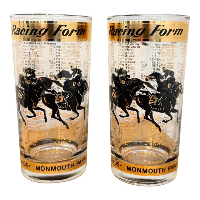 Vintage 1960s Horse Racing Highball Glasses - a Pair For Sale