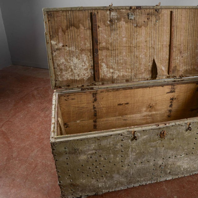 Antique Trunk in Wood, Metal, and Leather For Sale - Image 18 of 18
