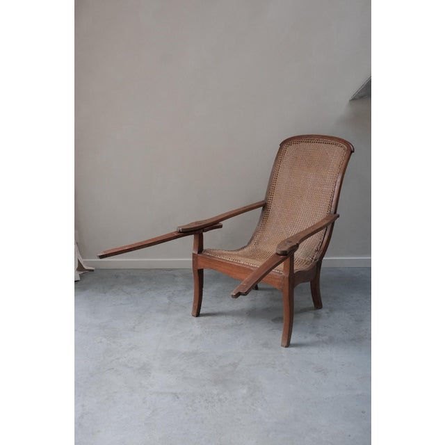 Lounge Chair with Cane Seat and Swing-Out Armrests, 1870s For Sale - Image 3 of 11