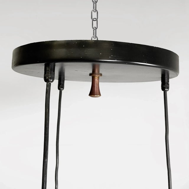 Mid-Century Modern Italian Glass and Black Metal Three-Light Chandelier, 1950s For Sale - Image 17 of 18