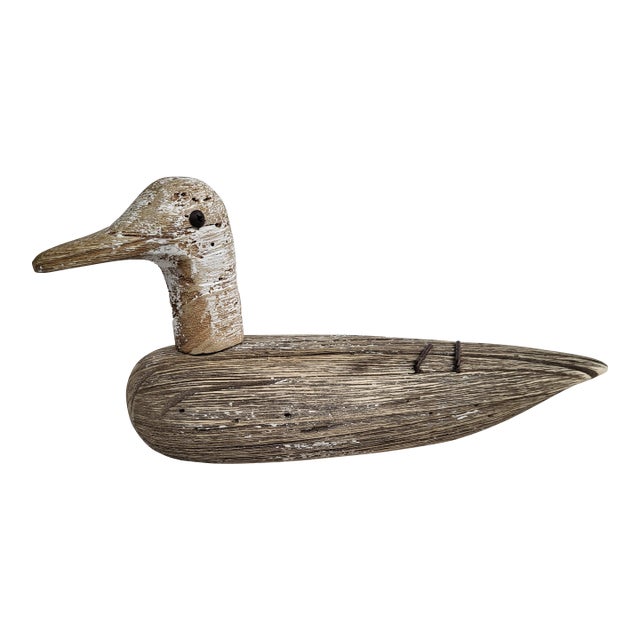 1960s Rustic Folk Wooden Duck Decoy For Sale