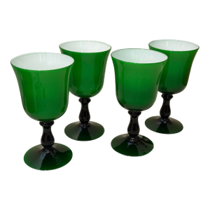 Mid 20th Century Mid-Century Modern Carlo Moretti Murano Cased Glass Wine Goblets - Set of 4