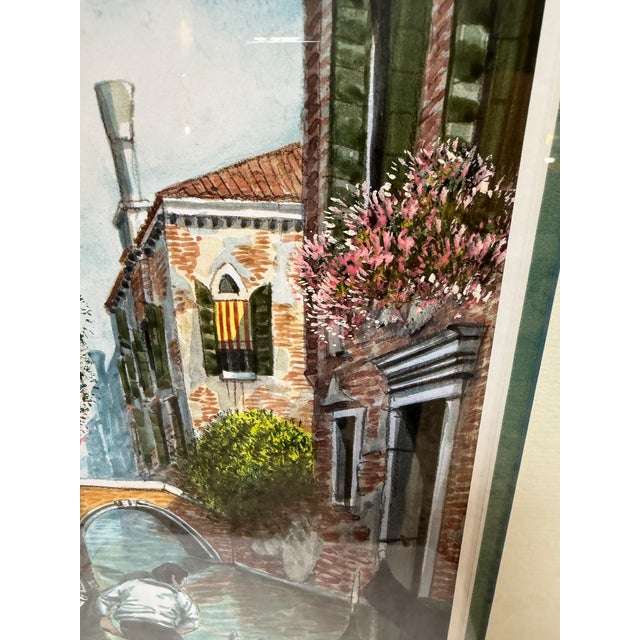 A Gondolier on the Canals of Venice Artwork, Framed For Sale - Image 10 of 12