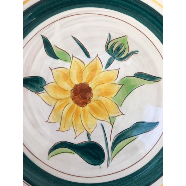 Midcentury Stangl pottery Garden Flower pattern plate featuring a large bold center sunflower. Maker's mark on underside....