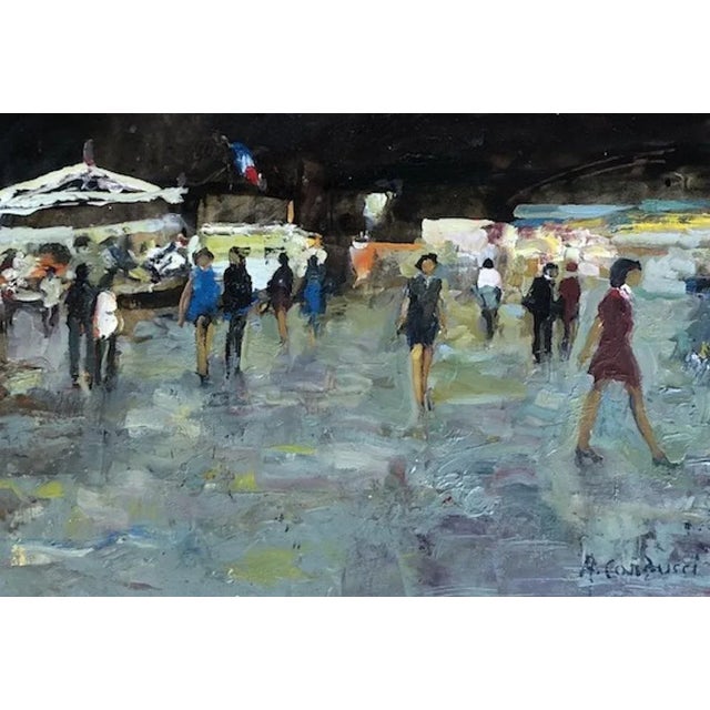 Adolfo Carducci, Promenade à la fête foraine, Oil on Wood, Framed, in Flawless conditions. Designed 1970 to 1979 This...