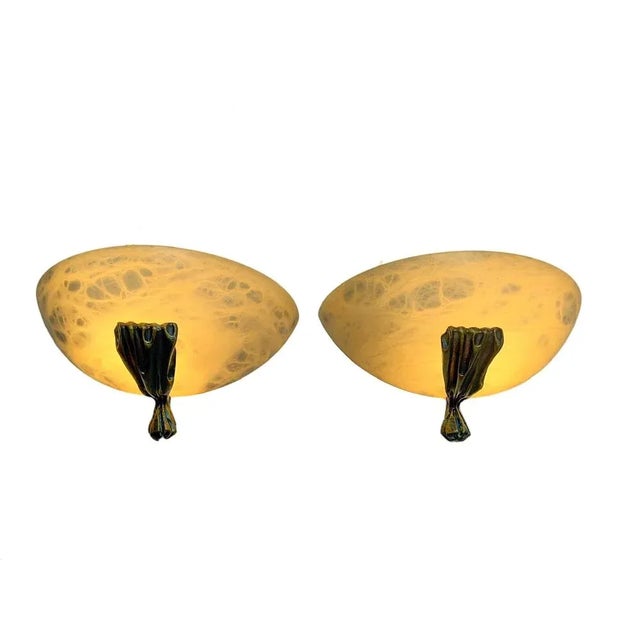 Spanish Alabaster Half Moon Wall Lights, 1970s, Set of 2 For Sale - Image 10 of 11