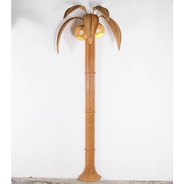 Large Palm Wall Light in Rattan For Sale - Image 14 of 15
