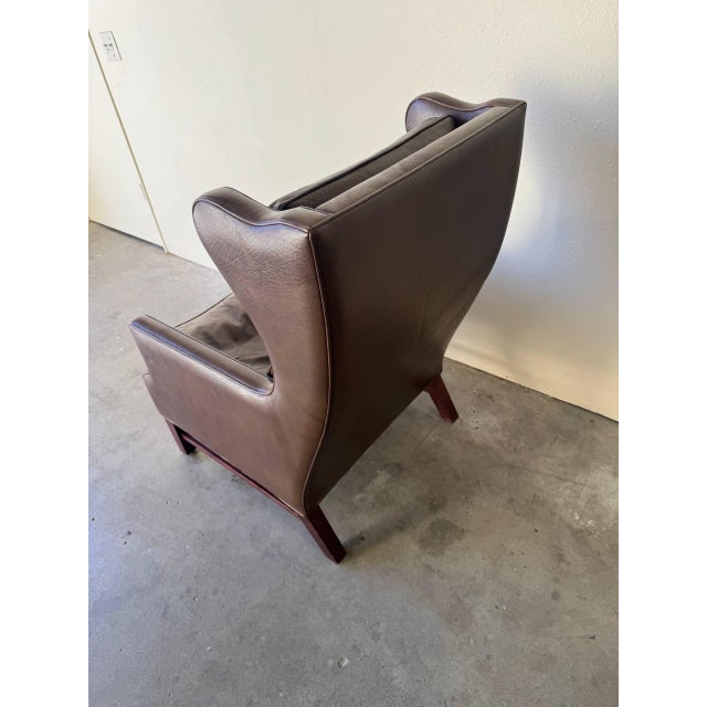 1960s Mid Century Danish Leather Wingback Lounge Chair in the Style of Børge Mogensen 1960s For Sale - Image 5 of 10