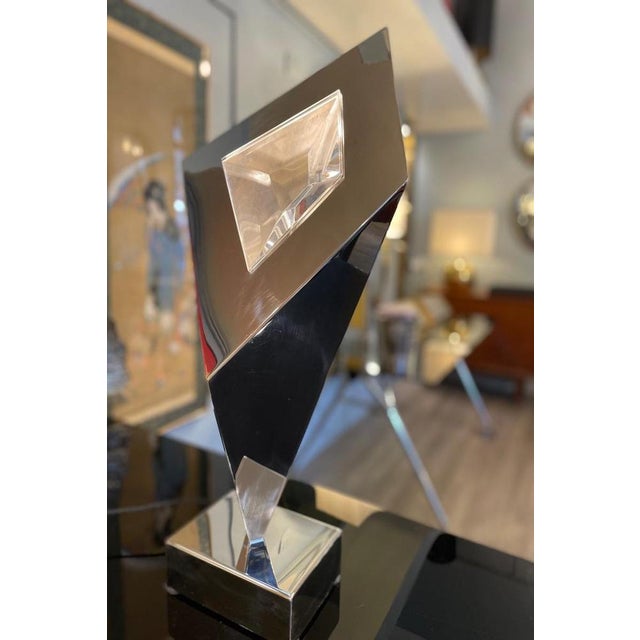 1970s Table Lamp by Giovanni Banci in Aluminum and Opaline Glass, 1970s For Sale - Image 5 of 13