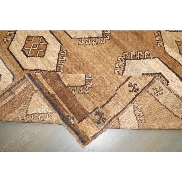 Mid 20th Century Vintage Zabihi Collection Brown Geometric Turkish Kars Rug - 6'9" x 9'4" For Sale - Image 5 of 9