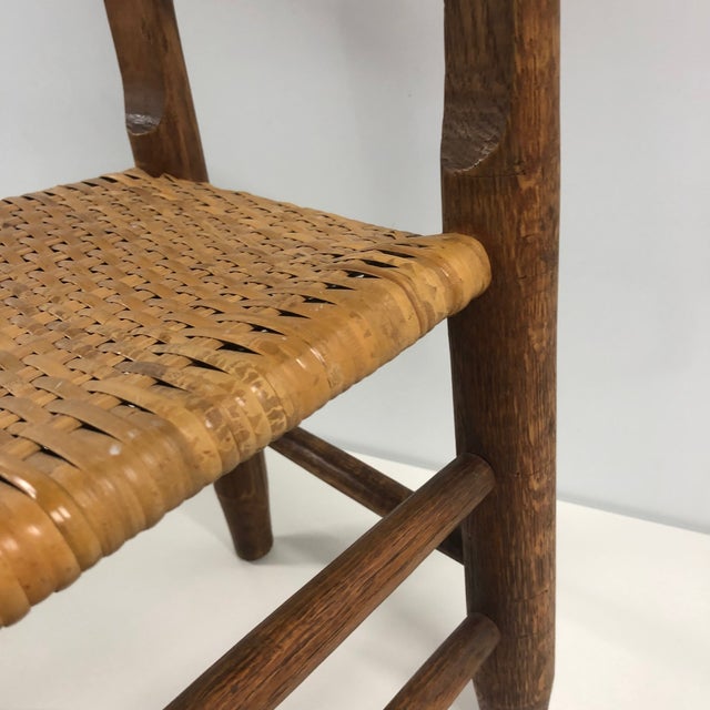 Brown Antique Shaker Style Oak Child’s Chair With Rush Seat. For Sale - Image 8 of 12
