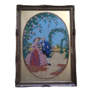 Vintage Ornate Framed Needlepoint Under Glass For Sale