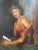 Burnt Umber Antique Oil on Canvas Portrait Painting of a Woman Reading a Book, Circa 1920, Signed Fish For Sale - Image 8 of 9