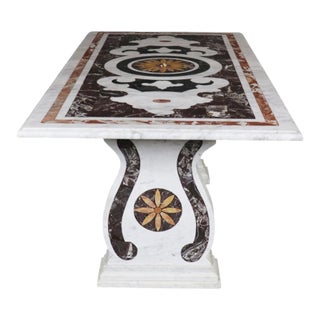 Fine Quality Italian Made Pietra Dura Marble Indoor or Outdoor Dining Table For Sale