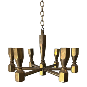 Vintage Mid Century Modern 1960's Swedish Gusum Metallslöjden 6-Arm Brass Chandelier Hanging Candelabra