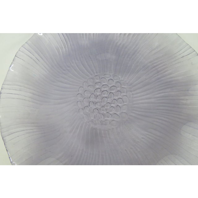 1980s Vintage Mikasa Frosted Glass Plate 1980s Ruffled Lotus Lavender Dinnerware 4748b For Sale - Image 5 of 11