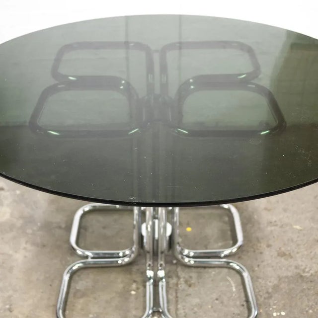 Mid-Century Modern Italian Glass Smoked Top Dining Table attributed to Giotto Stoppino, 1970s For Sale - Image 10 of 13