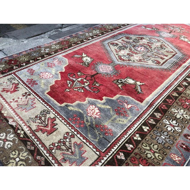 Vintage Oushak Handmade Rug- 3′11″ × 7′7″ For Sale - Image 9 of 11