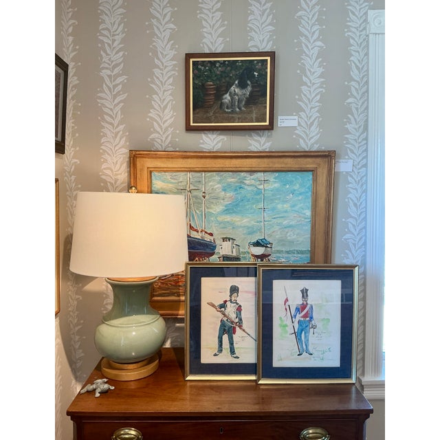 19th Century French and Polish Solider Portrait Watercolor Paintings in Gold Frame - a Pair For Sale - Image 9 of 10