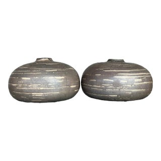 Vintage Boho Original Studio Pottery Vase - Set of 2 For Sale