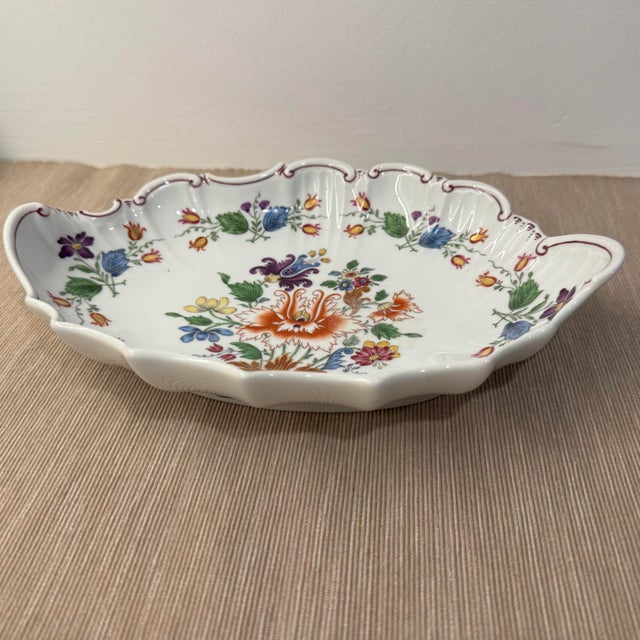 Ceramic 1980s Richard Ginori Doccia Scalloped Porcelain Bowl Met Museum Revival Floral Pattern For Sale - Image 7 of 8