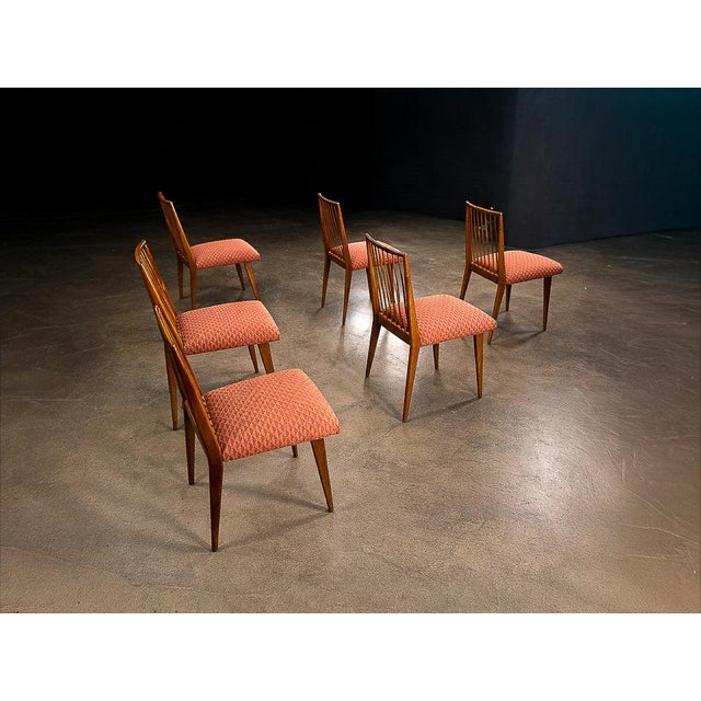 1950s Rare Set of Six Dining Chairs by Joaquim Tenreiro in Caviúna Wood, Brazil, 1950s For Sale - Image 5 of 13