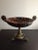 1980s 1970s Handpainted Moriage Ceramic Floral Compote on Solid Ornate Brass Pedestal For Sale - Image 5 of 7
