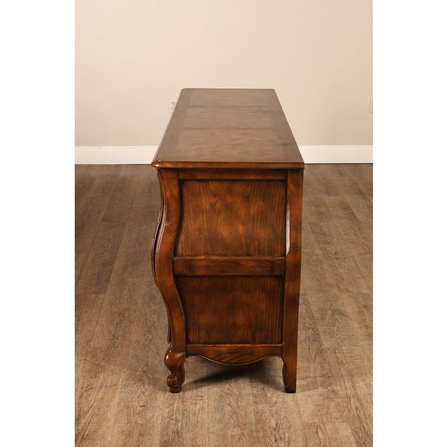 Baker Furniture Company Burl Wood Long Bombe Dresser For Sale - Image 16 of 18