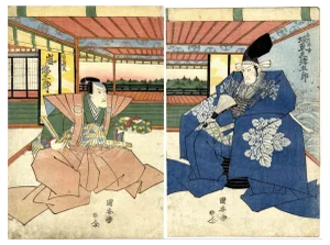 Utagawa Kuniyasu, Plate from Kanadeon Chushing, Original Woodcut Print, 1820
