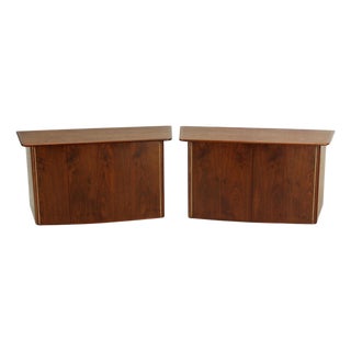 Pair HANGING Walnut Mid-Century Danish Modern Floating Dressers Console Cabinets For Sale