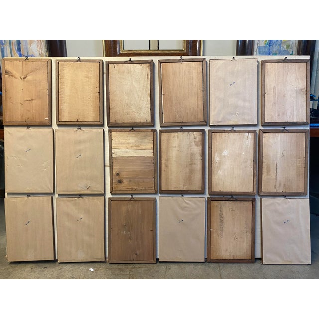 Set of 18 hand colored copper engravings done by Carlo Lasinio depicting notable artists and scholars with captions pasted...