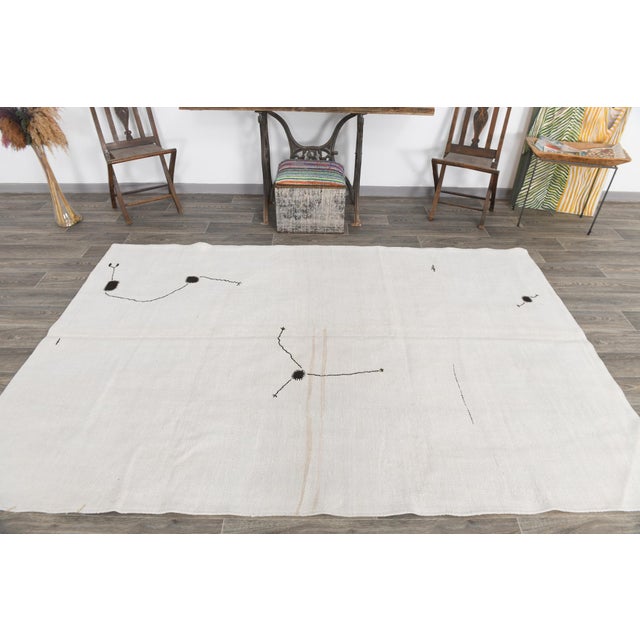 Vintage Handmade Hemp Kilim Rug For Sale - Image 3 of 12