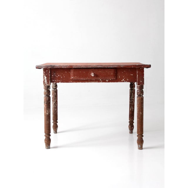 Farmhouse Antique Painted Farmhouse Table With Metal Top For Sale - Image 3 of 18
