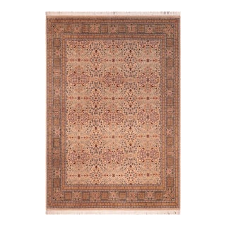 Shabby Chic 1990's Pak-Persian Tan/Green Wool Rug - 8'3'' X 10'3'' For Sale