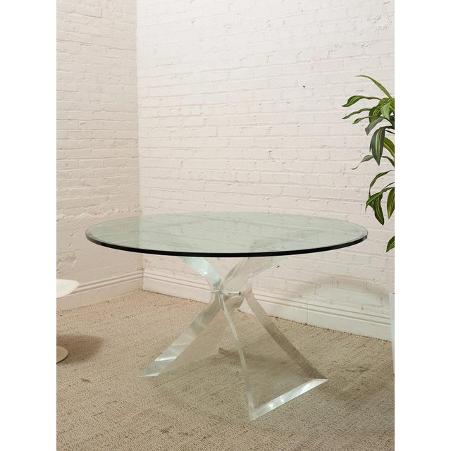 Plastic Vintage Lucite Sculptural Dining Table With Glass Top For Sale - Image 7 of 11