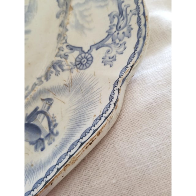 Shabby Chic Mid 19th Century Blue and White Transferware Platter For Sale - Image 3 of 12