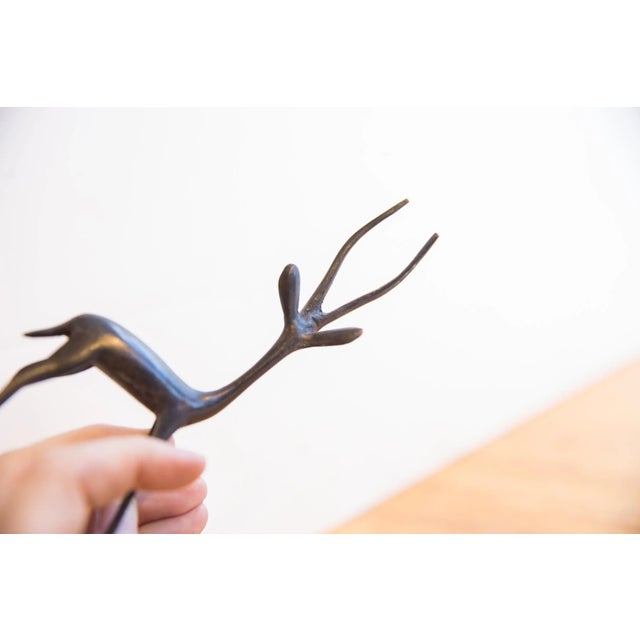 African Vintage African Left Facing Gazelle With Dark Patina For Sale - Image 3 of 6