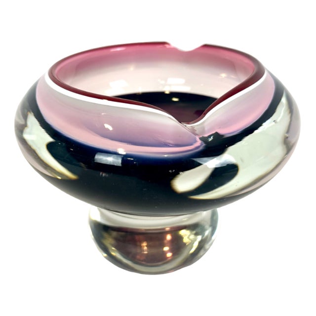 Bohemian Art Glass Ashtray by Josef Hospodka for Chribska Glassworks, 1960s For Sale