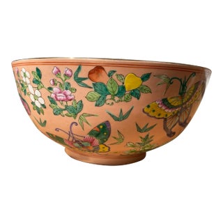 Mid 20th Cen Porcelain Wucai Butterfly Bowl For Sale