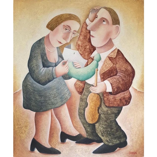 Un Ultimo Ritocco - Original Oil on Wooden Panel by C. Benghi - 2000s 2000s For Sale - Image 3 of 3