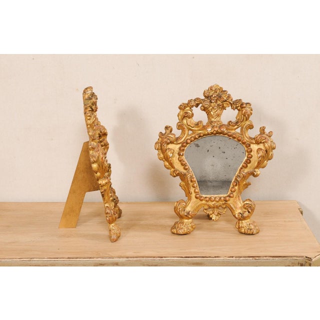 Wood 19th Century Italian Rococo Gilt Wood Mirror Decorations - A Pair For Sale - Image 7 of 11