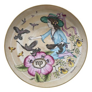 Virgo Zodiac Sign Plate in Porcelain by Ole Winther for Hutschenreuther, 1979 For Sale