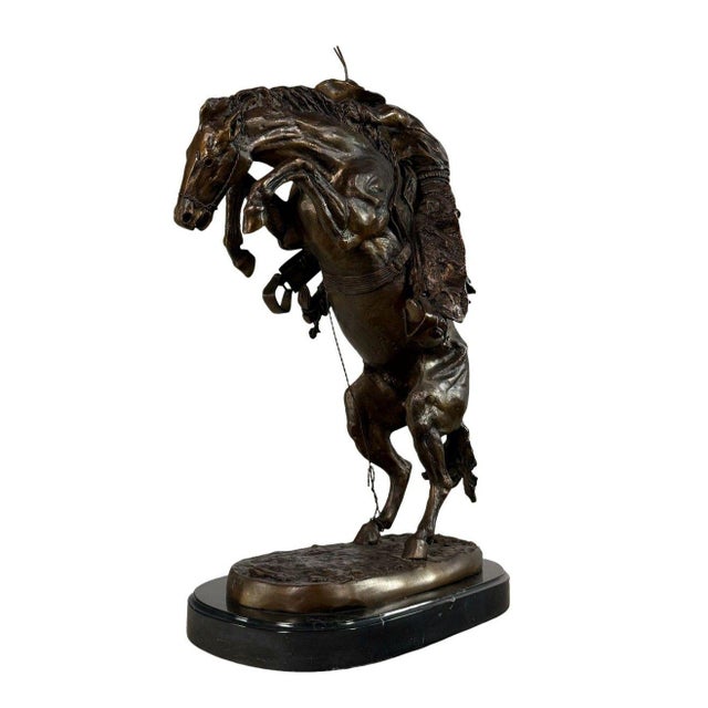 Bronze "Bronco Buster" Signed Bronze Sculpture After Frederic Remington - 35" H For Sale - Image 8 of 11