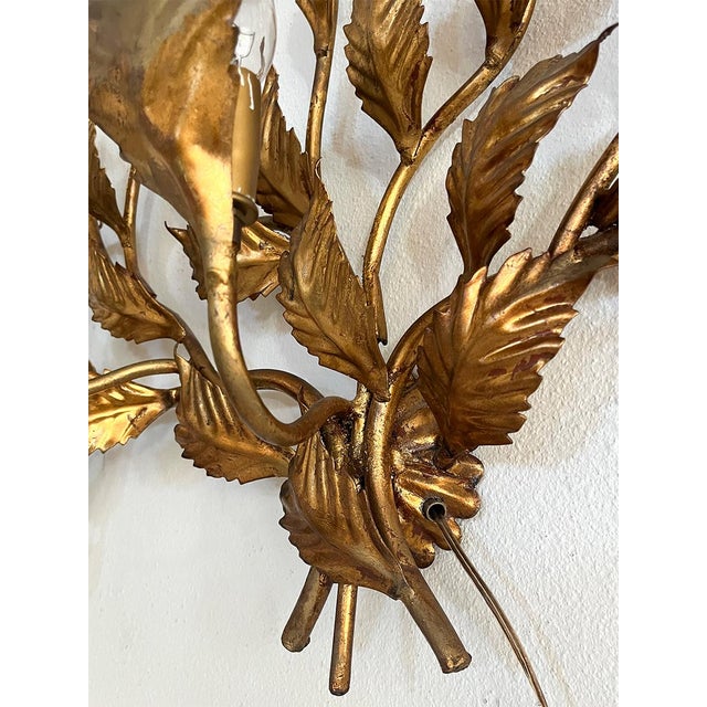 Hollywood Regency 1960s Gilt Metal Wall Sculpture of Floral Branches For Sale - Image 3 of 6