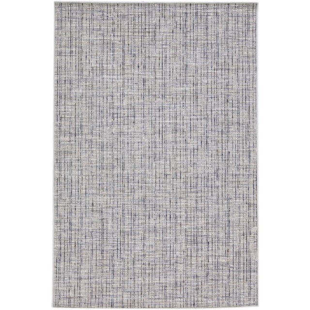 Textile 2010s Gray Contemporary Texture Hand Loomed Wool Rug With Strie Design For Sale - Image 7 of 7
