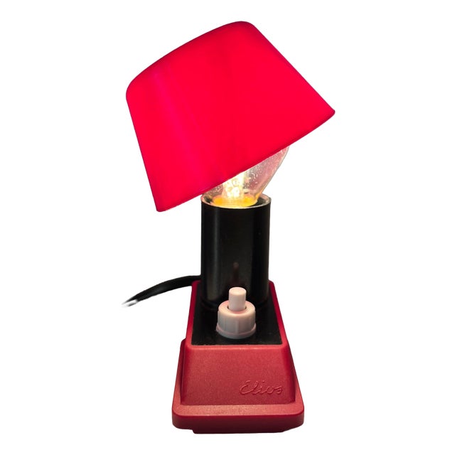 Red Clamp Lamp with Plastic Shade and Switch from Elios For Sale