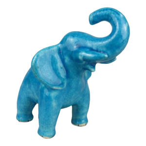 Early 20th Century Max Laeuger Karlsruhe Majolika Turquoise Pottery Elephant Figurine