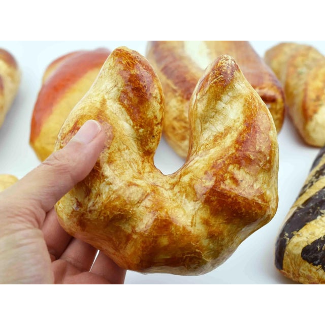 Mid 20th Century Handmade Hand Painted Assorted Paper Mache Faux Breads Props in Hand Wood Turned Bowl - 8 Pieces For Sale - Image 6 of 10